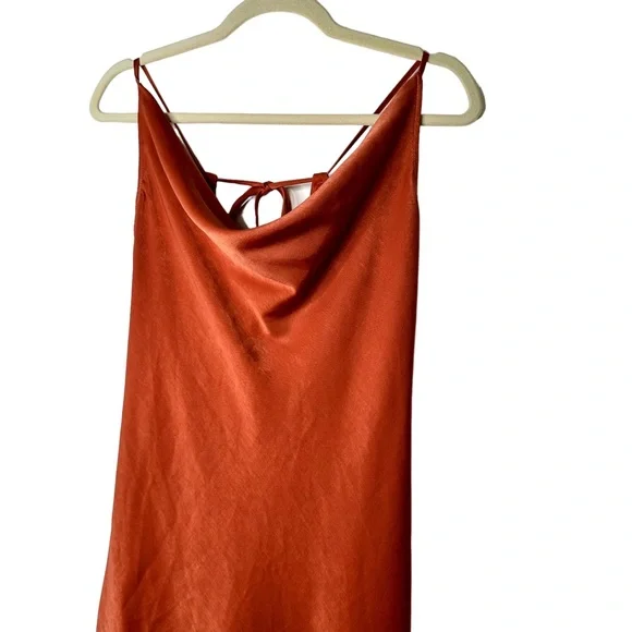 NWT BCBGeneration Silky Satin Cooper Rose Rust Slip Maxi Dress Medium - Picture 7 of 12
